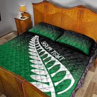 Green Silver Fern Spirit Taniko Tukutuku Personalised Quilt Bed Set