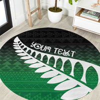 Green Silver Fern Spirit Taniko Tukutuku Personalised Round Carpet