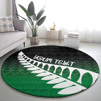 Green Silver Fern Spirit Taniko Tukutuku Personalised Round Carpet