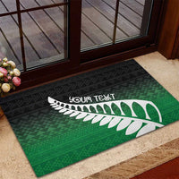Green Silver Fern Spirit Taniko Tukutuku Personalised Rubber Doormat
