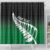 Green Silver Fern Spirit Taniko Tukutuku Personalised Shower Curtain