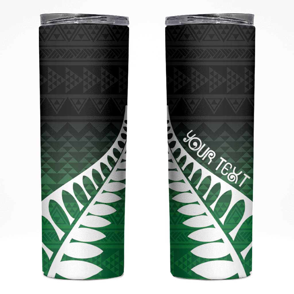 Green Silver Fern Spirit Taniko Tukutuku Personalised Skinny Tumbler LT9 Green - Polynesian Pride