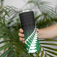 Green Silver Fern Spirit Taniko Tukutuku Personalised Skinny Tumbler LT9 - Polynesian Pride