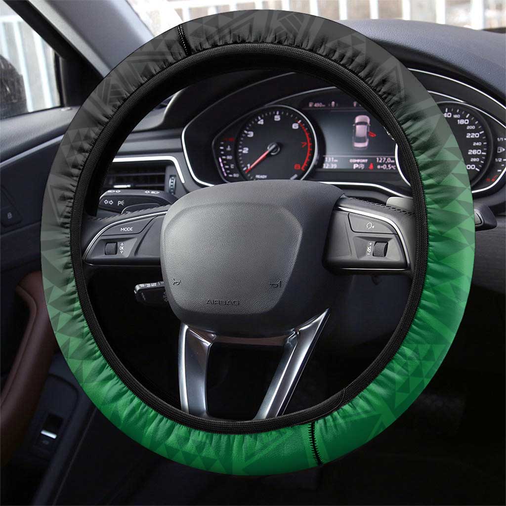 Green Silver Fern Spirit Taniko Tukutuku Steering Wheel Cover