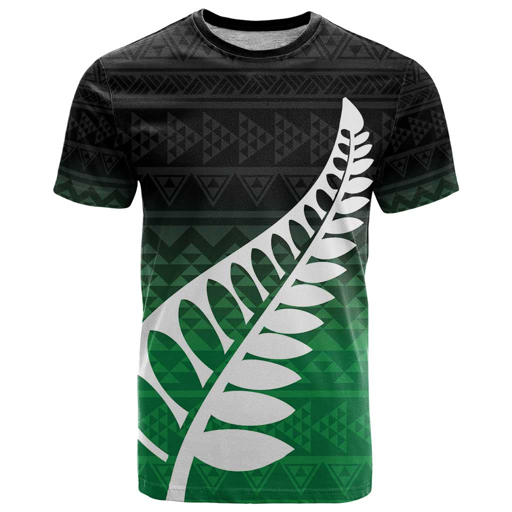 Green Silver Fern Spirit Taniko Tukutuku Personalised T Shirt