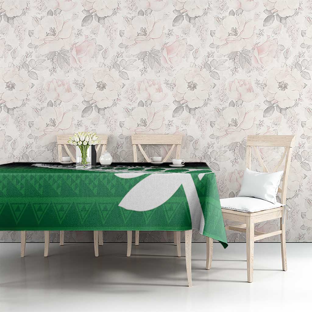 Green Silver Fern Spirit Taniko Tukutuku Personalised Tablecloth