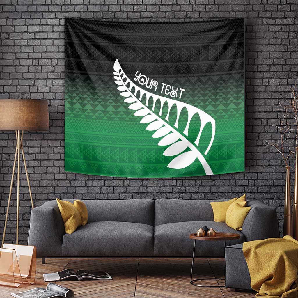 Green Silver Fern Spirit Taniko Tukutuku Personalised Tapestry