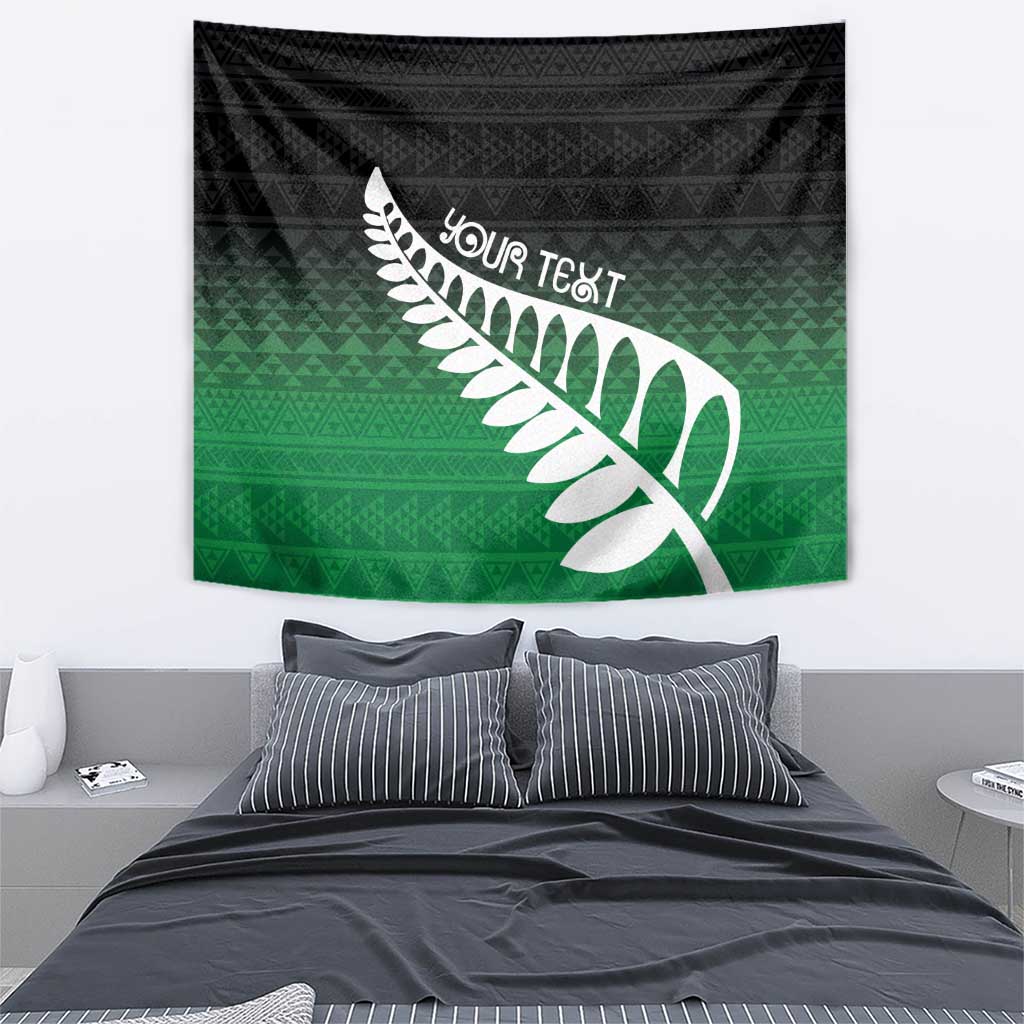 Green Silver Fern Spirit Taniko Tukutuku Personalised Tapestry