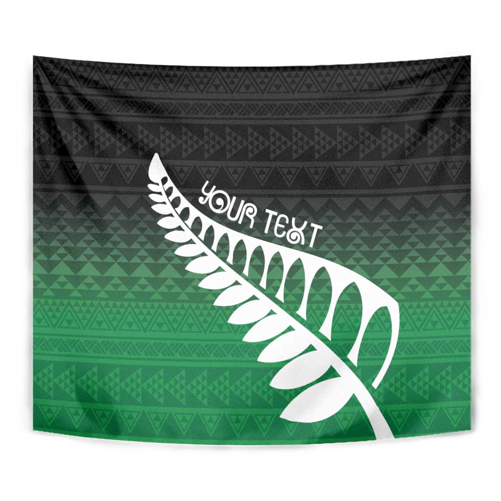 Green Silver Fern Spirit Taniko Tukutuku Personalised Tapestry