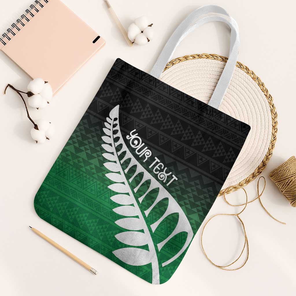 Green Silver Fern Spirit Taniko Tukutuku Personalised Tote Bag - Polynesian Pride