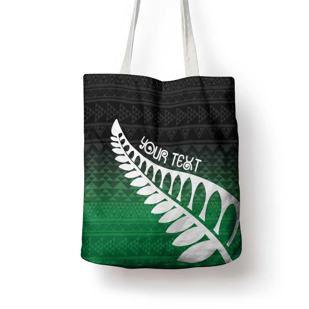 Green Silver Fern Spirit Taniko Tukutuku Personalised Tote Bag - Polynesian Pride