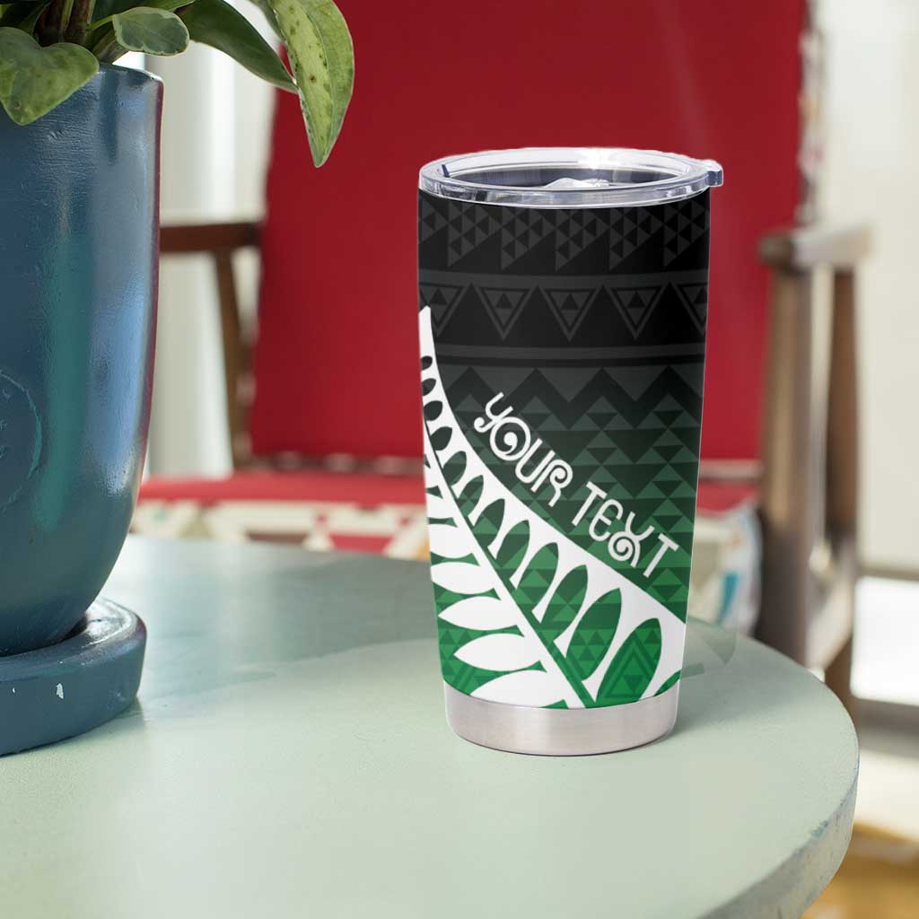 Green Silver Fern Spirit Taniko Tukutuku Personalised Tumbler Cup