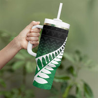 Green Silver Fern Spirit Taniko Tukutuku Personalised Tumbler With Handle