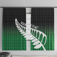Green Silver Fern Spirit Taniko Tukutuku Personalised Window Curtain