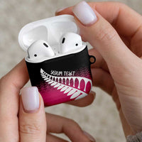 Pink Silver Fern Spirit Taniko Tukutuku Personalised AirPods Case - Polynesian Pride