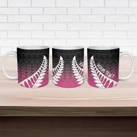 Pink Silver Fern Spirit Taniko Tukutuku Personalised Ceramic Mug - Polynesian Pride