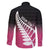 Pink Silver Fern Spirit Taniko Tukutuku Personalised Family Matching Long Sleeve Bodycon Dress and Hawaiian Shirt