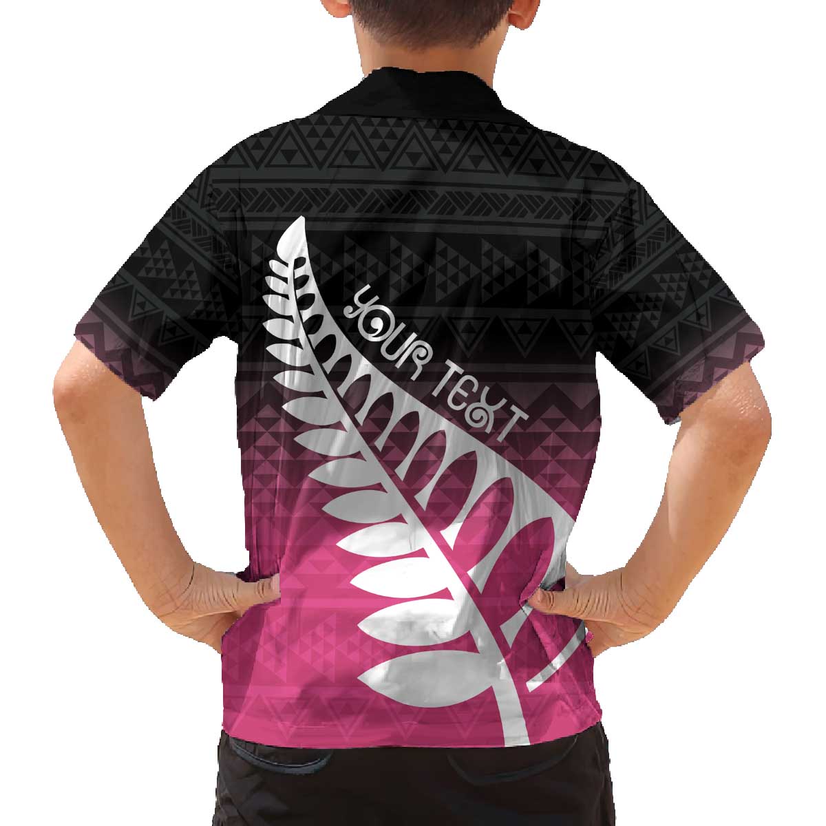 Pink Silver Fern Spirit Taniko Tukutuku Personalised Family Matching Off The Shoulder Long Sleeve Dress and Hawaiian Shirt LT9 - Polynesian Pride