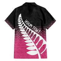 Pink Silver Fern Spirit Taniko Tukutuku Personalised Family Matching Tank Maxi Dress and Hawaiian Shirt