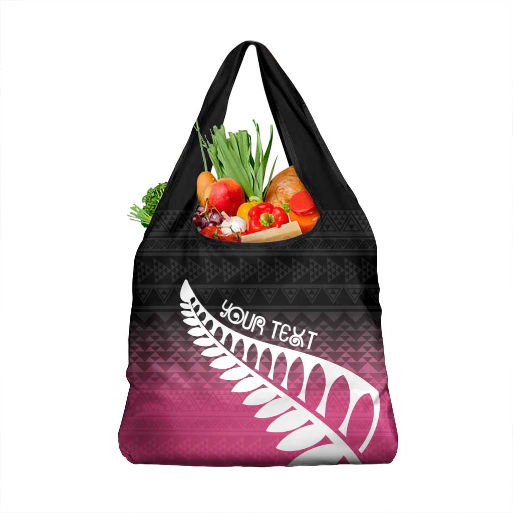 Pink Silver Fern Spirit Taniko Tukutuku Personalised Grocery Bag
