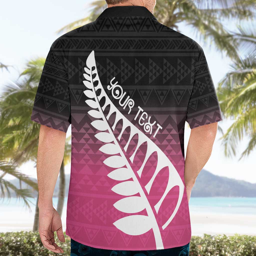 Pink Silver Fern Spirit Taniko Tukutuku Personalised Hawaiian Shirt