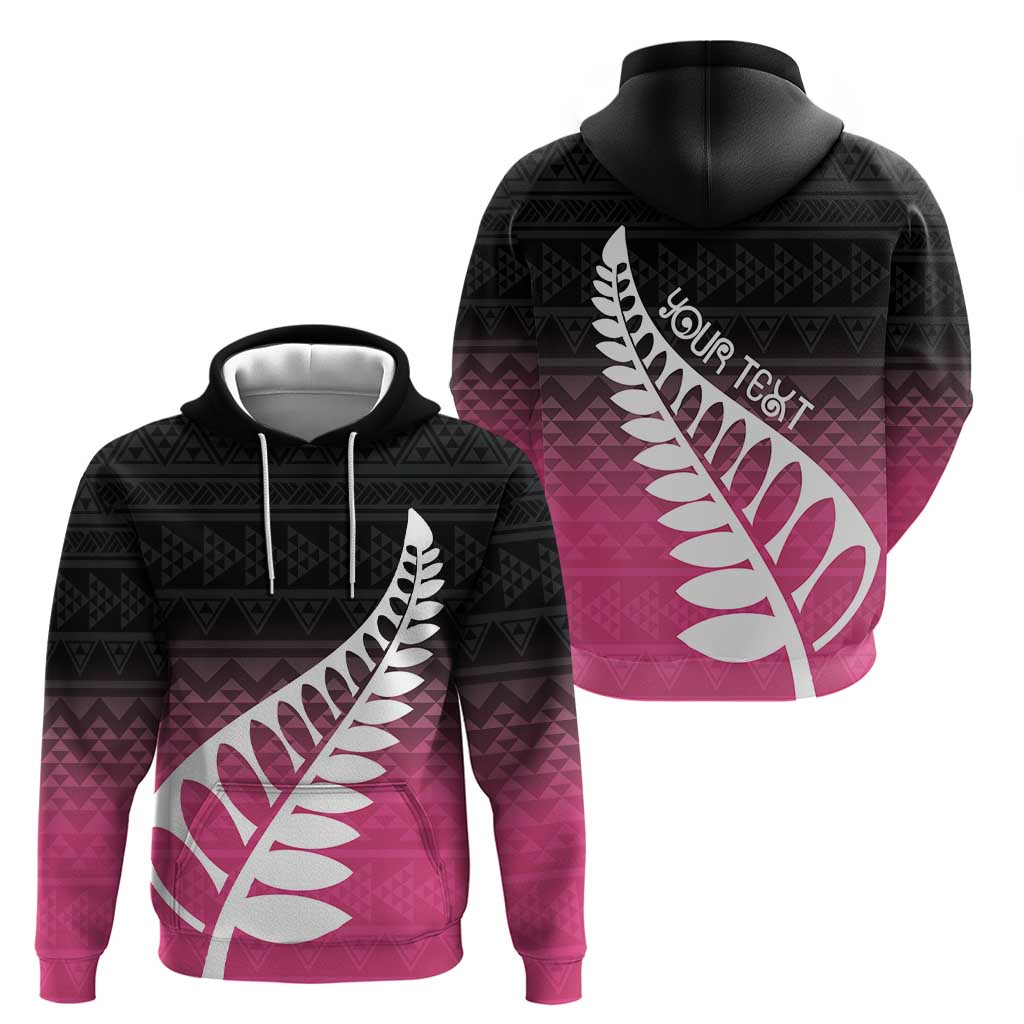 Pink Silver Fern Spirit Taniko Tukutuku Personalised Hoodie