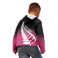 Pink Silver Fern Spirit Taniko Tukutuku Personalised Kid Hoodie