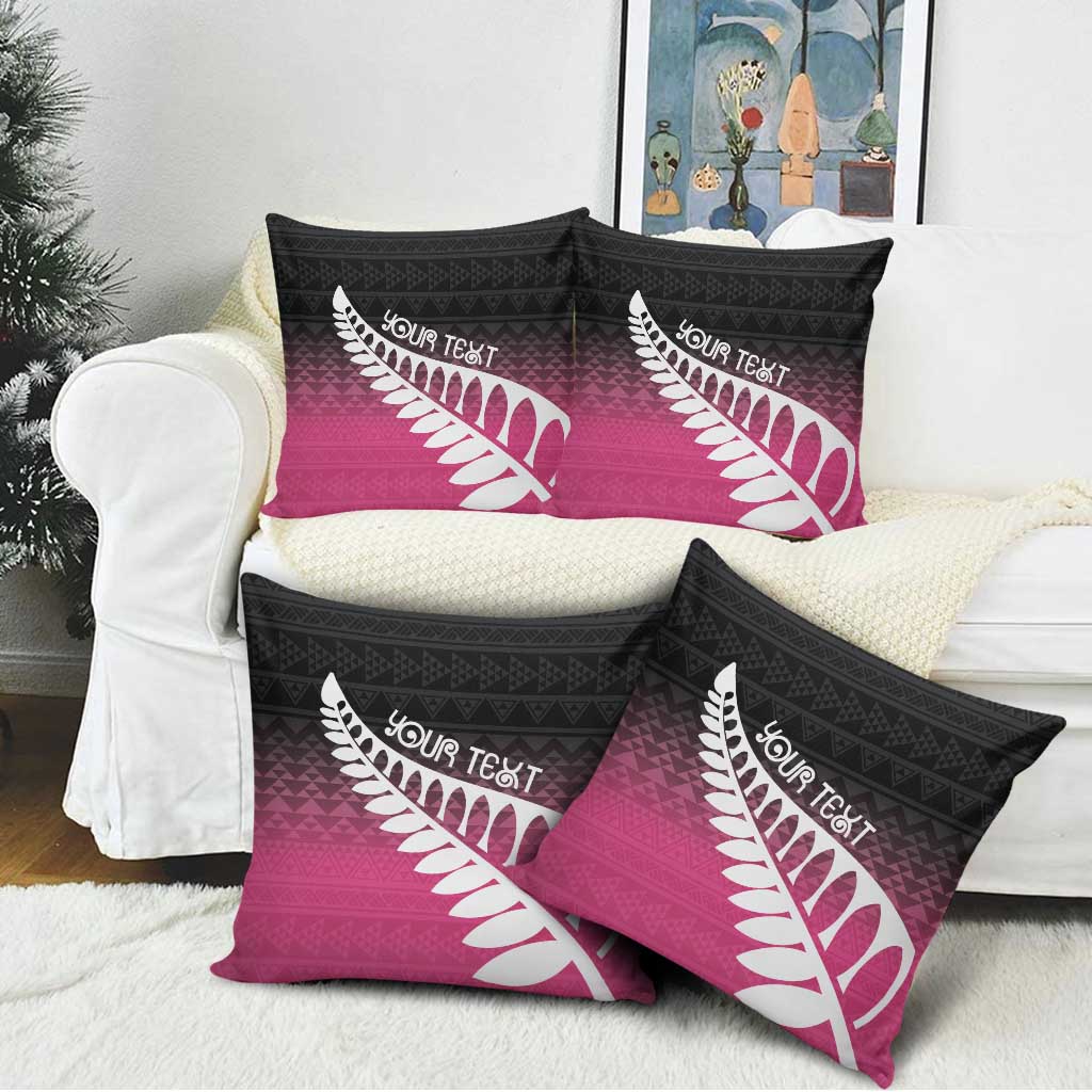 Pink Silver Fern Spirit Taniko Tukutuku Personalised Pillow Cover - Polynesian Pride