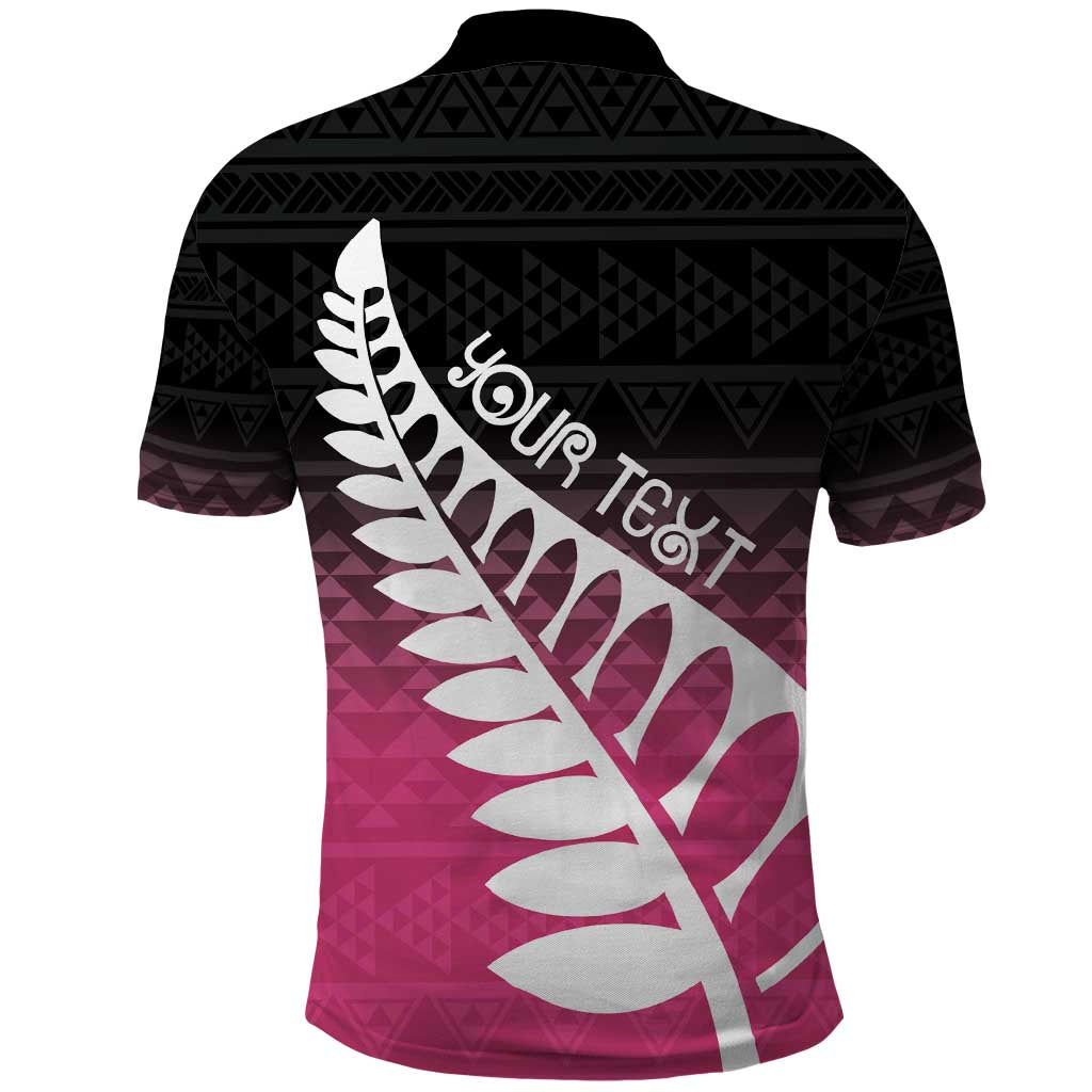 Pink Silver Fern Spirit Taniko Tukutuku Personalised Polo Shirt