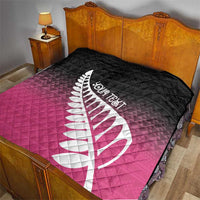 Pink Silver Fern Spirit Taniko Tukutuku Personalised Quilt