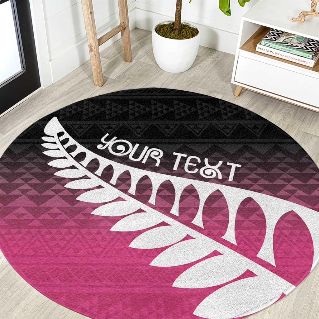 Pink Silver Fern Spirit Taniko Tukutuku Personalised Round Carpet