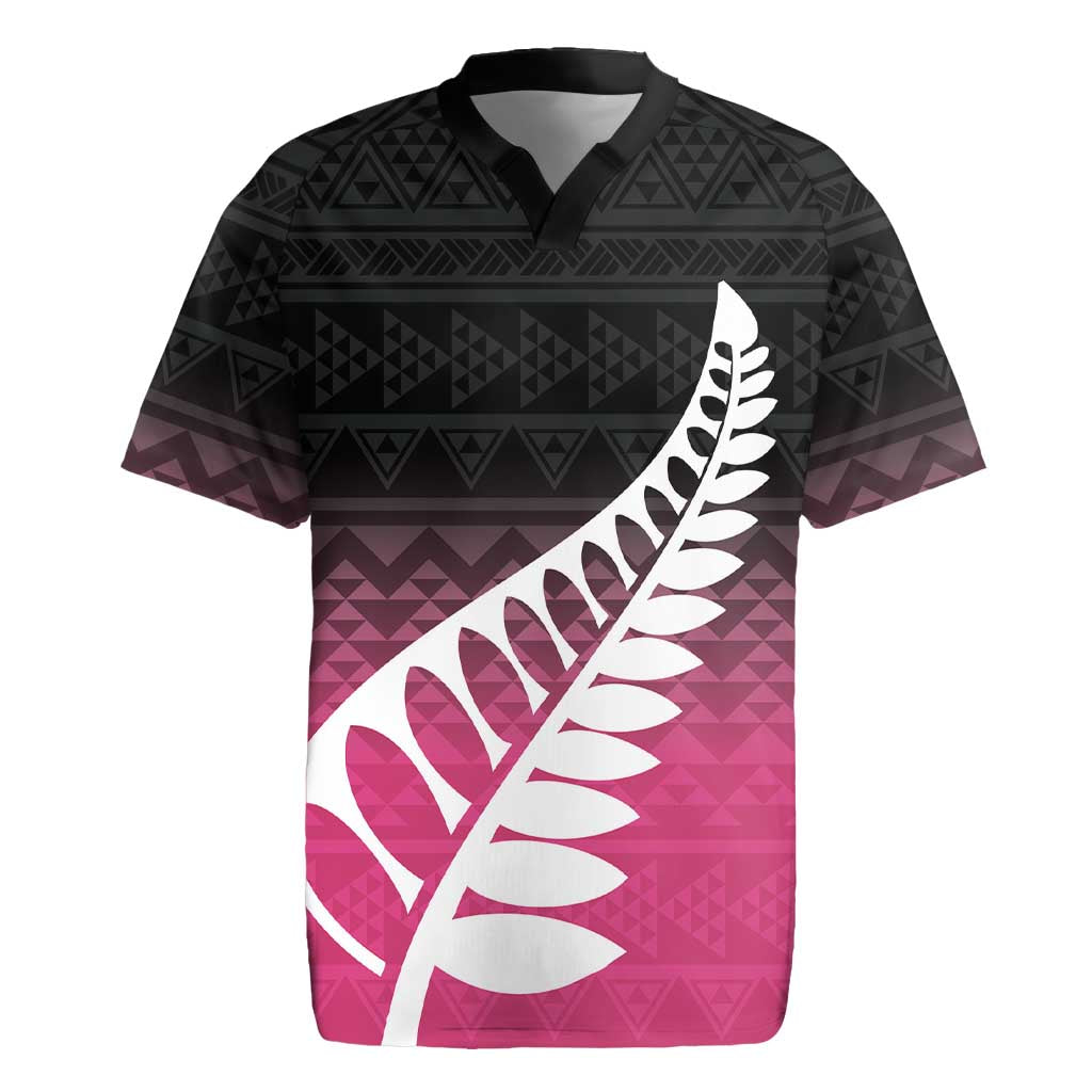 Pink Silver Fern Spirit Taniko Tukutuku Personalised Rugby Jersey
