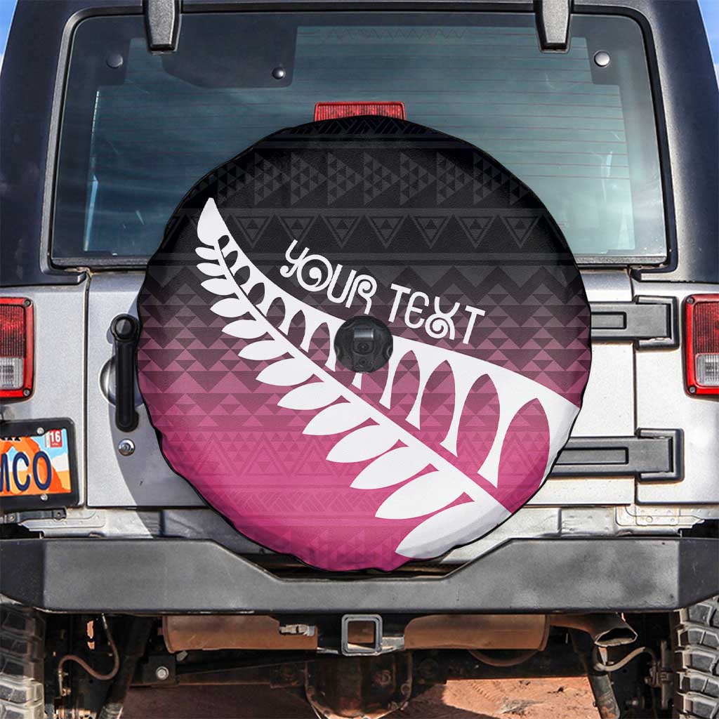 Pink Silver Fern Spirit Taniko Tukutuku Personalised Spare Tire Cover