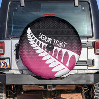 Pink Silver Fern Spirit Taniko Tukutuku Personalised Spare Tire Cover