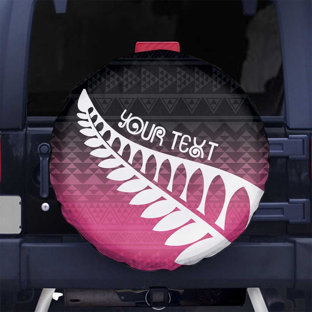 Pink Silver Fern Spirit Taniko Tukutuku Personalised Spare Tire Cover