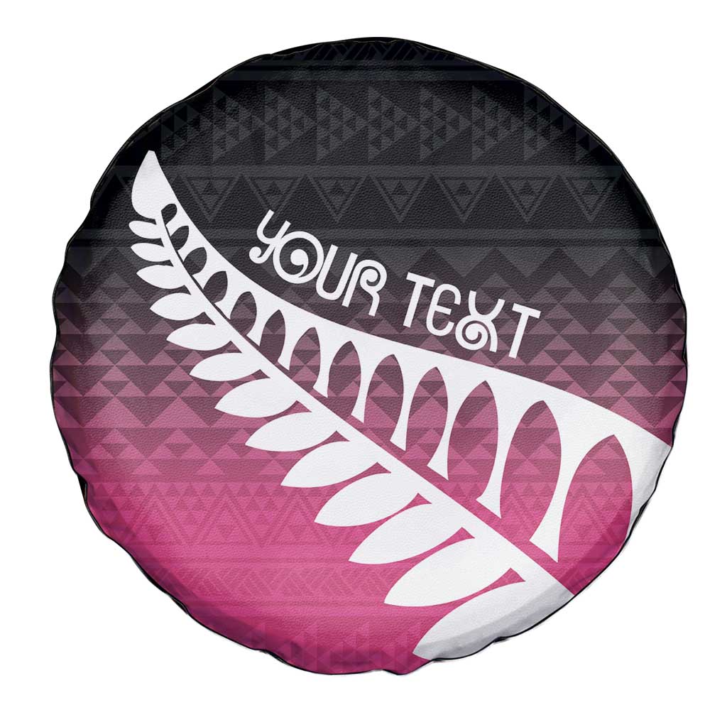 Pink Silver Fern Spirit Taniko Tukutuku Personalised Spare Tire Cover