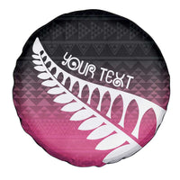 Pink Silver Fern Spirit Taniko Tukutuku Personalised Spare Tire Cover