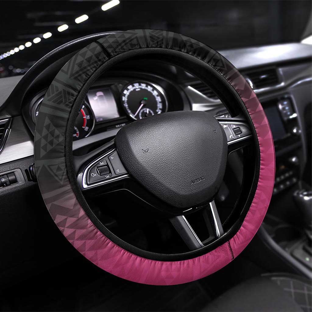 Pink Silver Fern Spirit Taniko Tukutuku Steering Wheel Cover