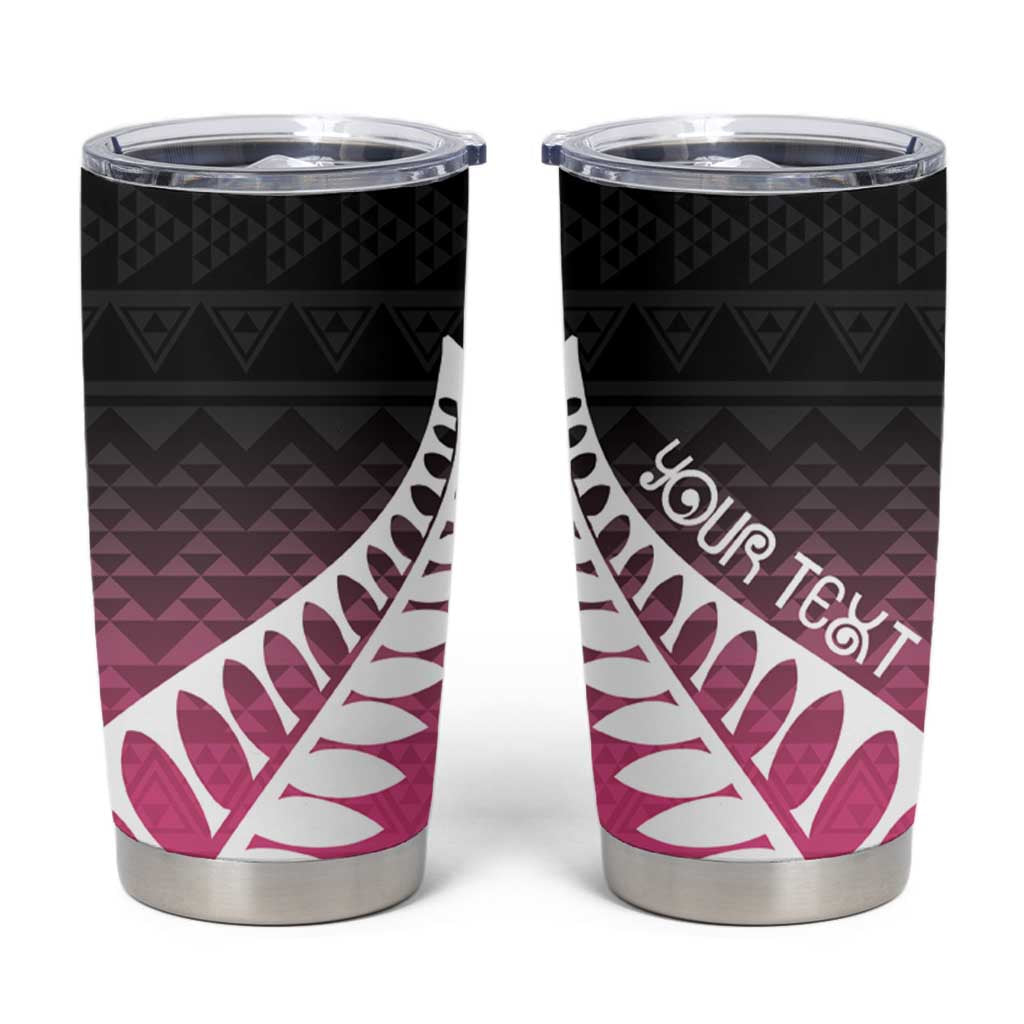 Pink Silver Fern Spirit Taniko Tukutuku Personalised Tumbler Cup