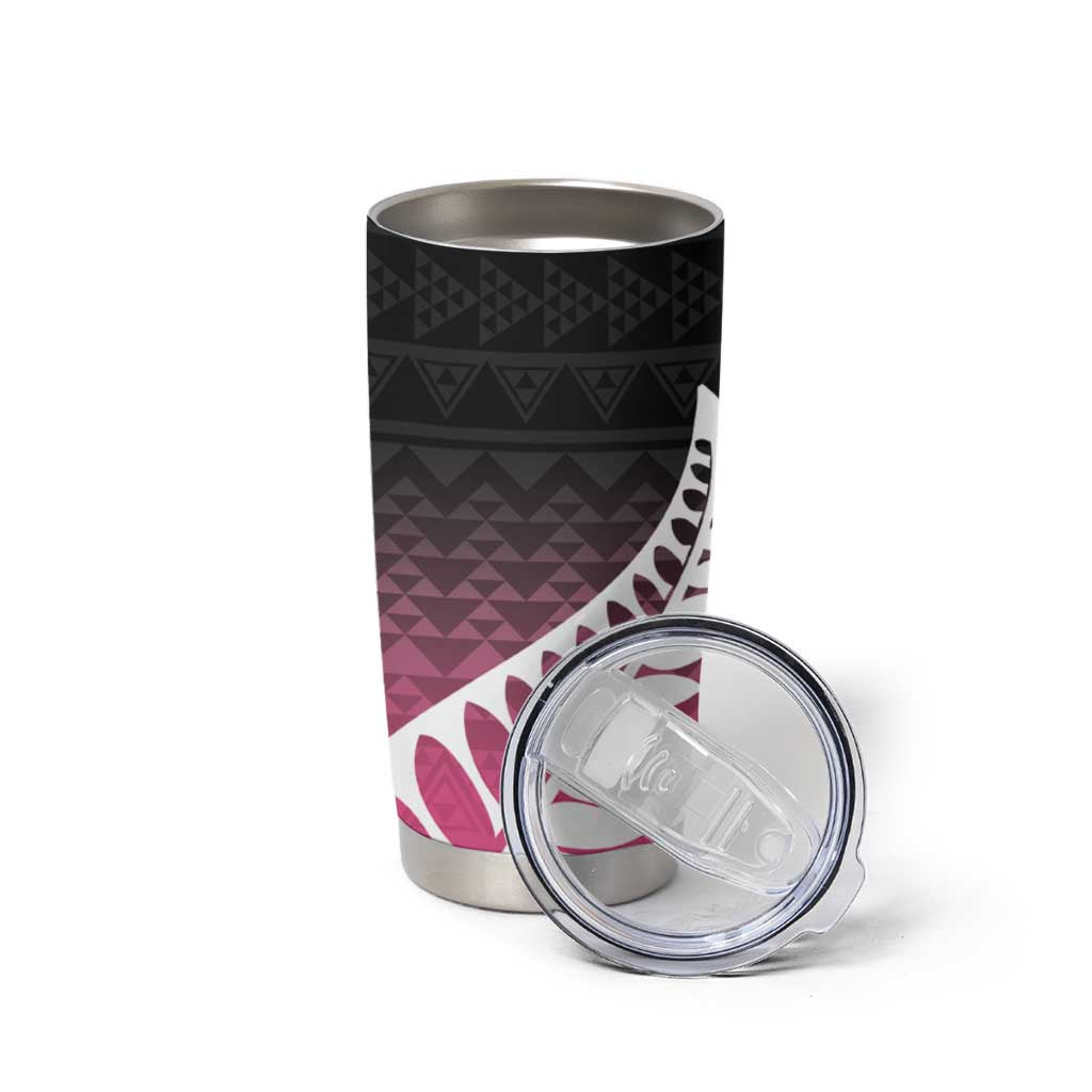 Pink Silver Fern Spirit Taniko Tukutuku Personalised Tumbler Cup
