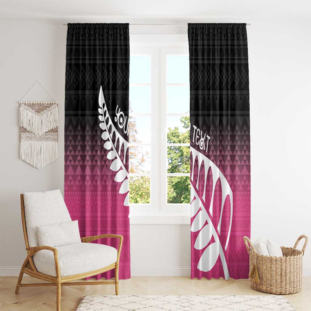 Pink Silver Fern Spirit Taniko Tukutuku Personalised Window Curtain