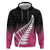 Pink Silver Fern Spirit Taniko Tukutuku Personalised Zip Hoodie