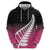 Pink Silver Fern Spirit Taniko Tukutuku Personalised Zip Hoodie