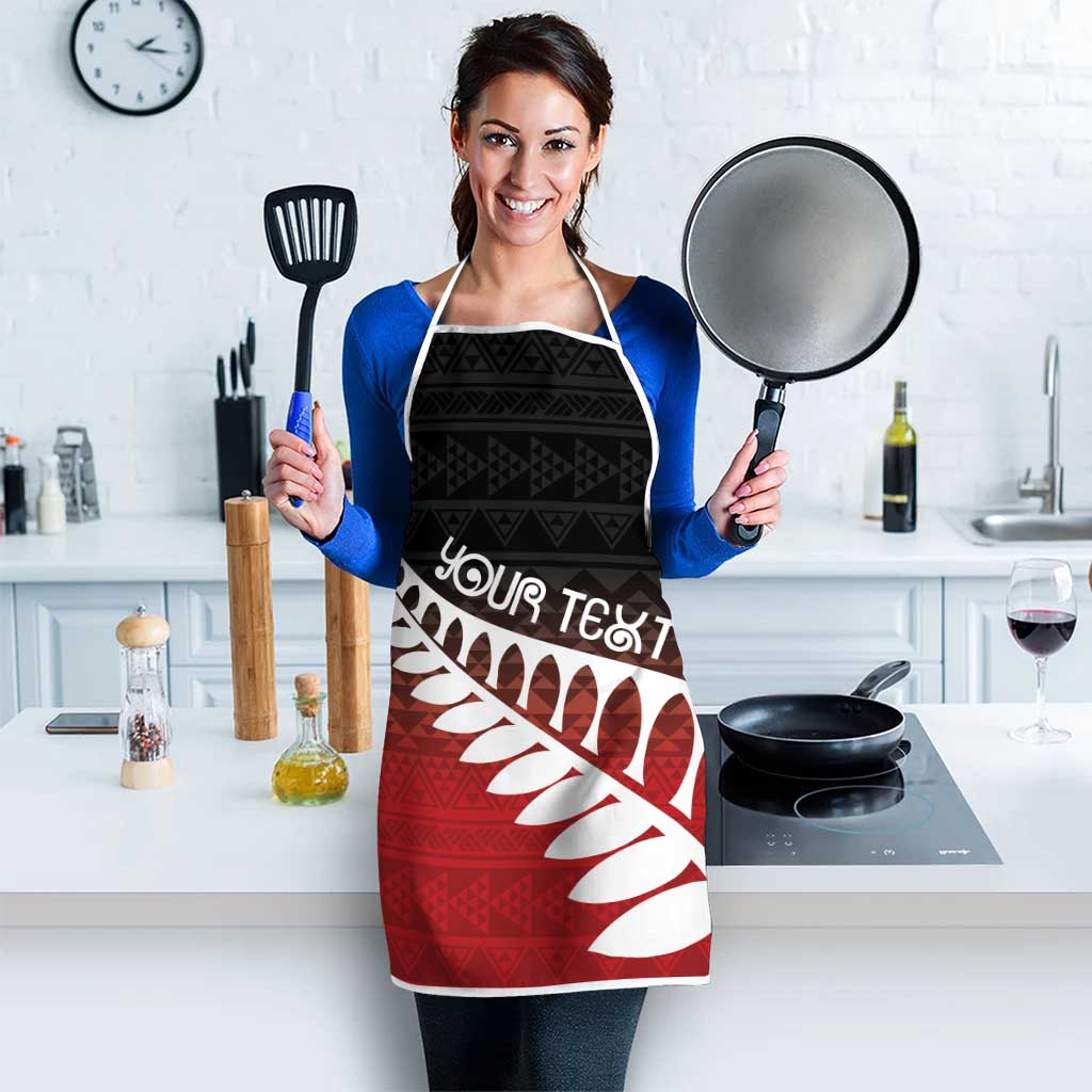 Red Silver Fern Spirit Taniko Tukutuku Personalised Apron - Polynesian Pride