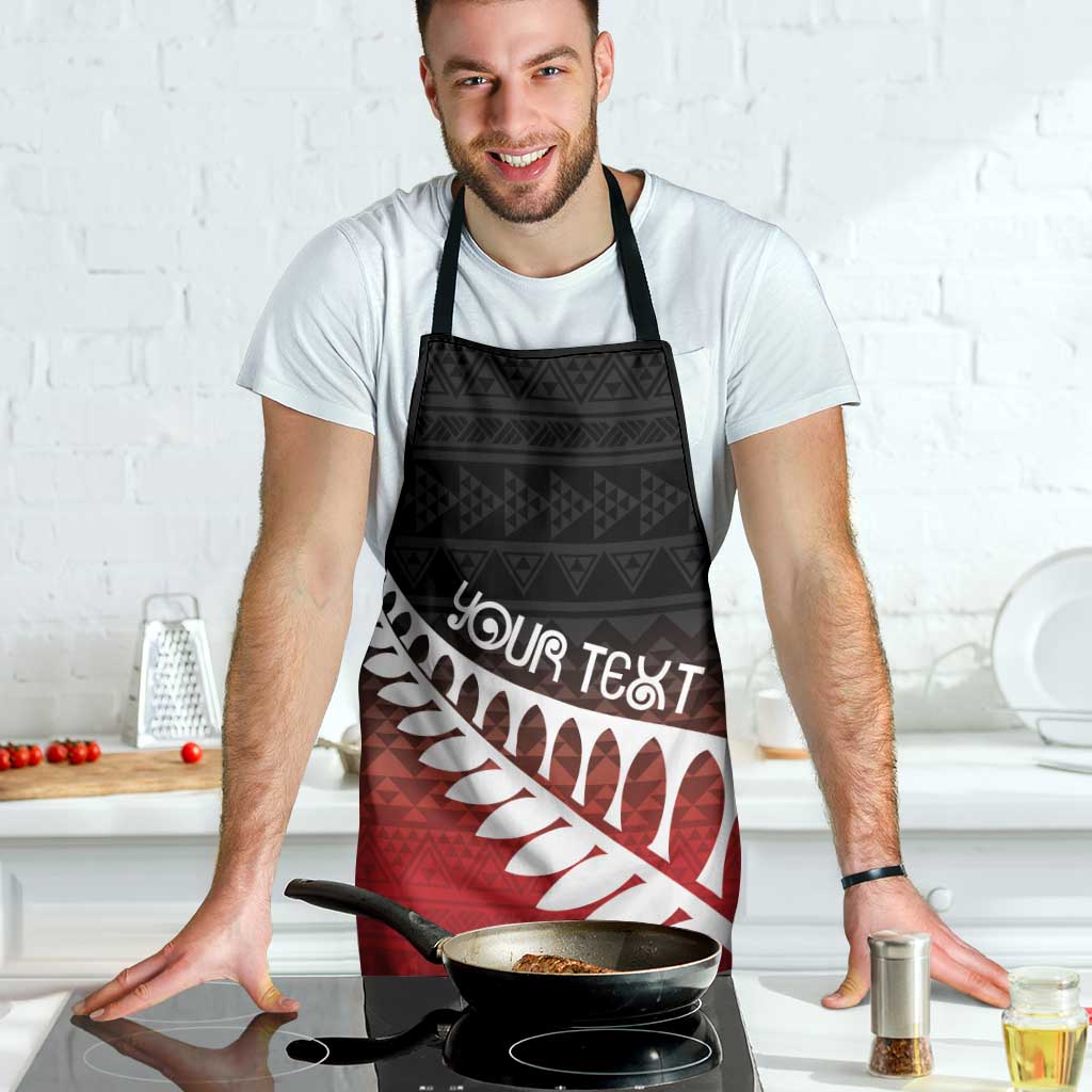 Red Silver Fern Spirit Taniko Tukutuku Personalised Apron - Polynesian Pride