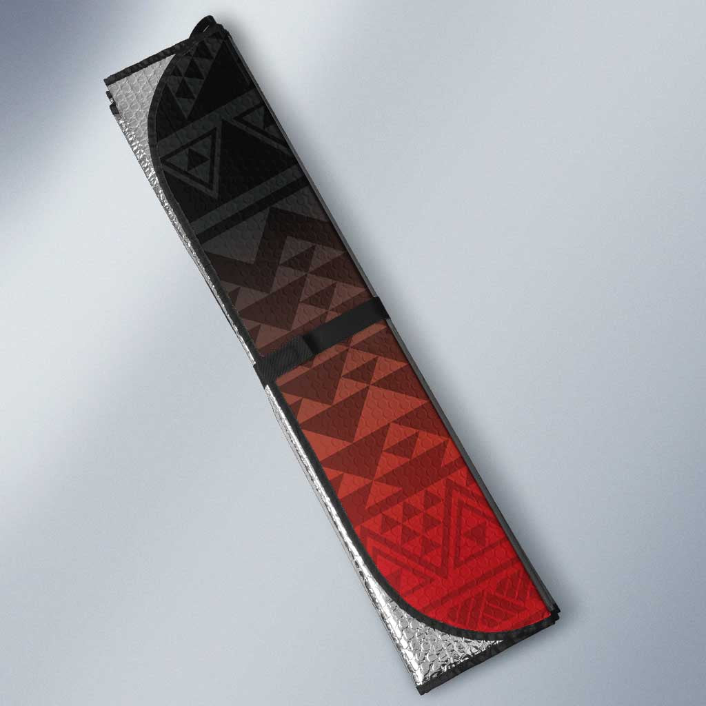Red Silver Fern Spirit Taniko Tukutuku Personalised Auto Sun Shade - Polynesian Pride