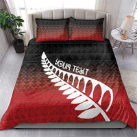 Red Silver Fern Spirit Taniko Tukutuku Personalised Bedding Set