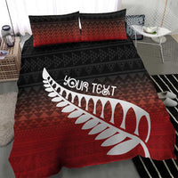 Red Silver Fern Spirit Taniko Tukutuku Personalised Bedding Set