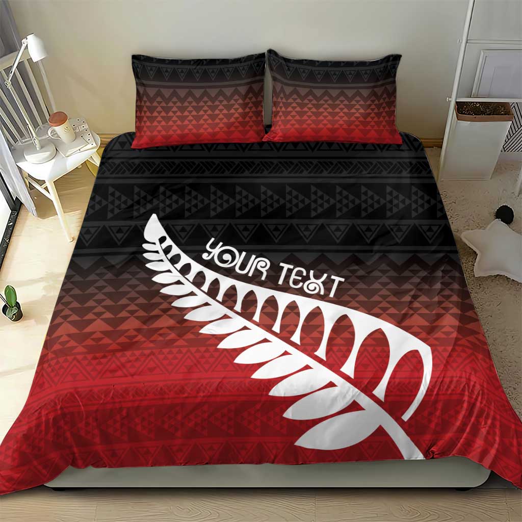 Red Silver Fern Spirit Taniko Tukutuku Personalised Bedding Set