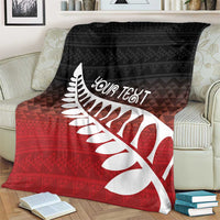 Red Silver Fern Spirit Taniko Tukutuku Personalised Blanket